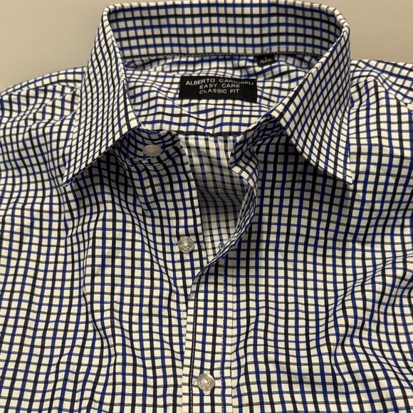 Navy Checkered Men's Casual Shirt - Picture 2 of 7